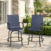 Outsunny - Outdoor Bar Stools Set of 2, 360° Swivel Bar Height Chairs, 26.8" x 29.5" x 48.4", Navy Blue