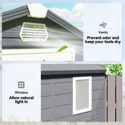 4.5' x 6' Garden Storage Shed with Latch Door, Vents, Sloped Roof, Light Grey