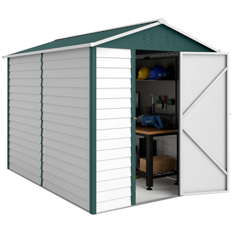 9' x 6' Garden Shed, Outdoor Storage Patio Shed w/ Sloped Roof, Lockable Door for Patio Lawn, Green