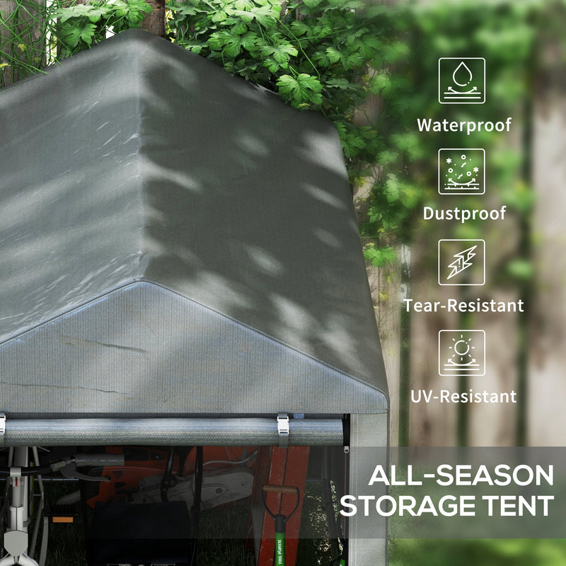 4 x 6ft Outdoor Storage Shed Tent, Portable Shed with Roll-up Door for Motorcycle, Bike, Garden Tools