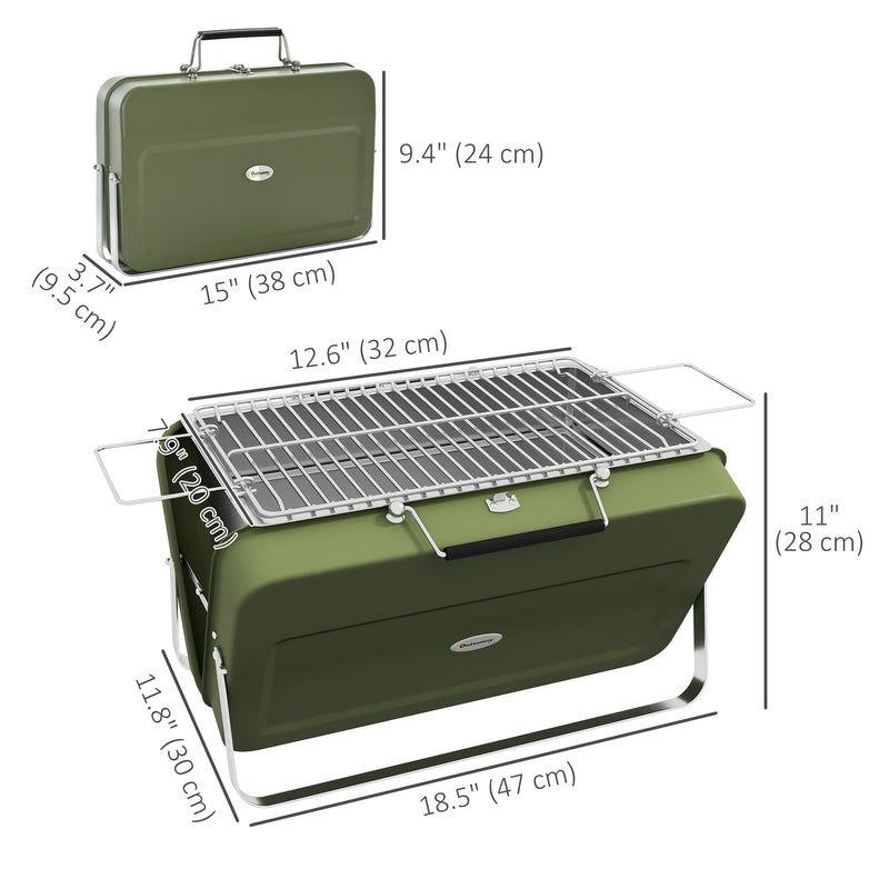 Outsunny - Metal Suitable-Style Portable BBQ Grill - Green