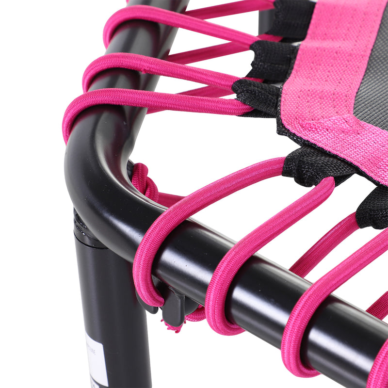 Soozier 48" Adult Hexagon Rebounder Trampoline Fitness Bungee Jumping Cardio Trainer Outdoor Bouncer Jumper Adjustable Bar Pink