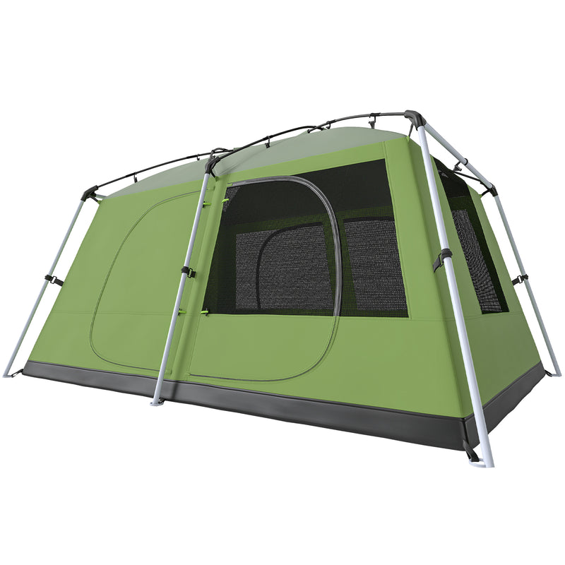 Outsunny - Tunnel Tent Camping Shelter w/ Porch, Two Rooms, Lamp Hook, Portable Carry Bag, Green