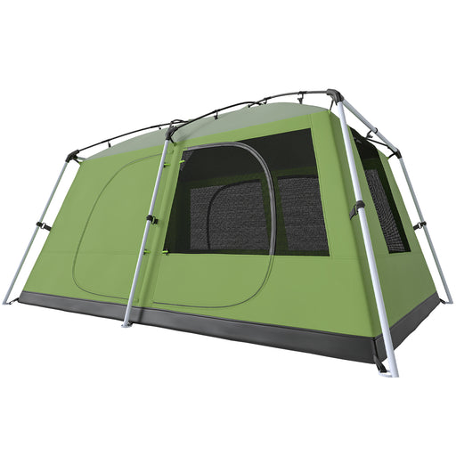 Outsunny - Tunnel Tent Camping Shelter w/ Porch, Two Rooms, Lamp Hook, Portable Carry Bag, Green