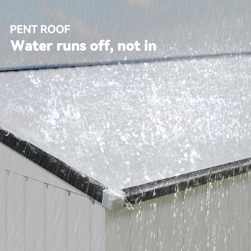 4' x 8' Outdoor Storage Shed Lean to Shed Outdoor Metal Tool Shed with Lockable Door and Air Vents, White