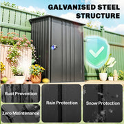 Garden Tool Storage Shed, Small Steel Shed with Lockable Door for Garden & Patio, Galvanized Steel Construction, Dark Gray