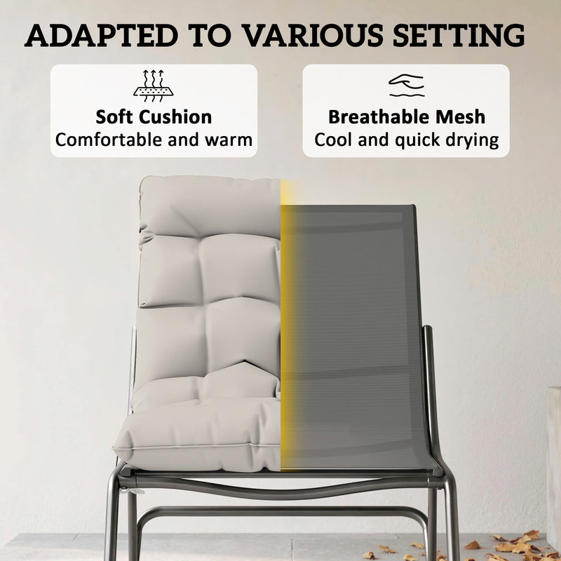 Outsunny - Outdoor Rocking Chair, Oversized Rocking Patio Chair with 25" Extra Wide Mesh Seat and Cushion, Khaki