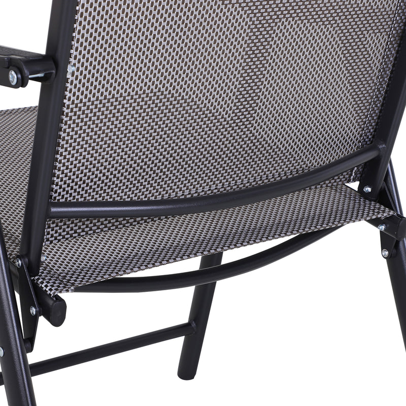 Outsunny - 2-Piece Folding Dining Chair Set for Relaxing on Patio, Balcony, or Garden, Comfortable Outdoor Furniture with Armrests, Black