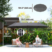 15' Double-Sided Patio Umbrella Parasol Sun Shelter Canopy Shade Grey