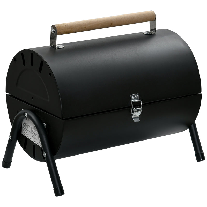 Outsunny - Outdoor Charcoal BBQ Grill, Tabletop Folding Barbecue Grill with Handle, 17.3" x 9.8" x 14", Black