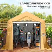 10' x 10' Outdoor Storage Shed Portable Garage with Roll-up Door for Motorcycle, Bike, Garden Tools, Beige