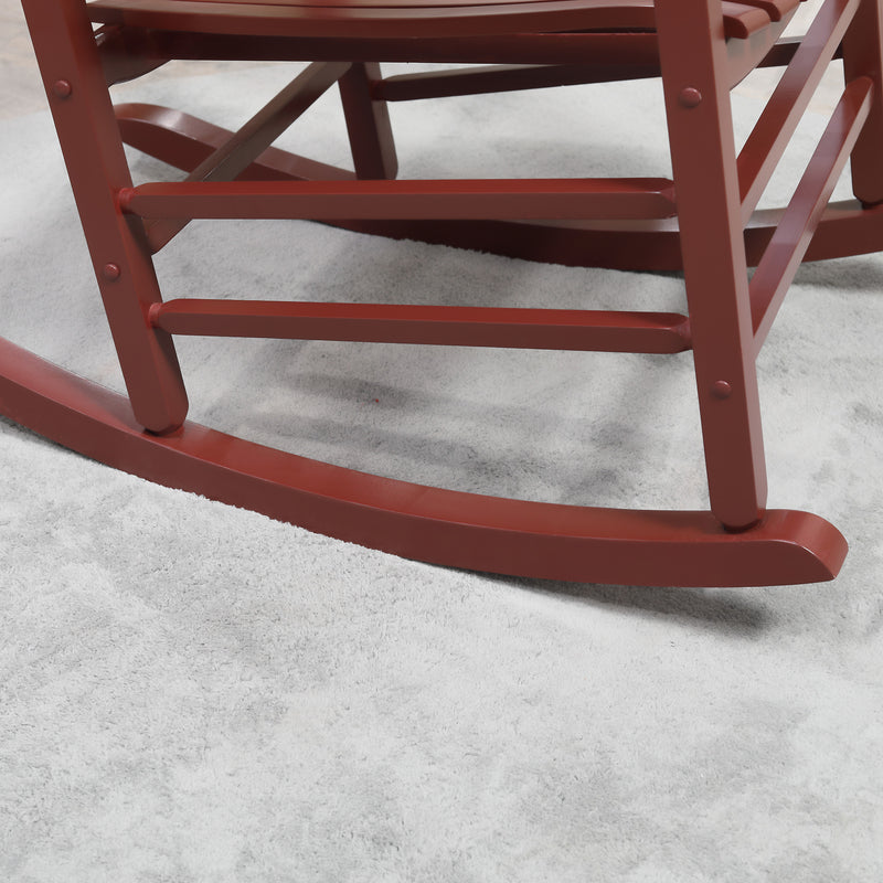 Outsunny - Wooden Porch Rocking Chair Outdoor Patio Rocker Garden Single Leisure Reclining Seat Armchair Wine Red