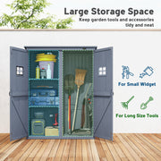 4x1.5ft Wooden Garden Storage Shed, Outdoor Tool Cabinet Organizer with Windows and Double Door, Dark Grey