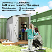 4' x 8' Outdoor Storage Shed Lean to Shed Outdoor Metal Tool Shed with Lockable Door and Air Vents, White