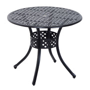 Outsunny - 33-Inch Roud Patio Dining Table with Umbrella Hole, Cast Aluminum Garden Table, All Weather Patio Bisto Table, for Lawn, Garden, Outside, Black
