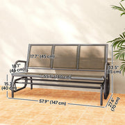 Outsunny - 3-Seat Outdoor Glider Chair, Patio Rocking Chair, Steel Frame, Sling Fabric Seat for Garden, Backyard, Lawn, Brown