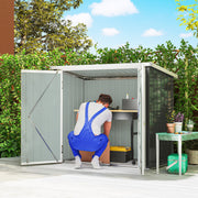 5x3 Lean to Shed with Lockable Door, Durable Metal Shed for Garden, Patio, Lawn, Black
