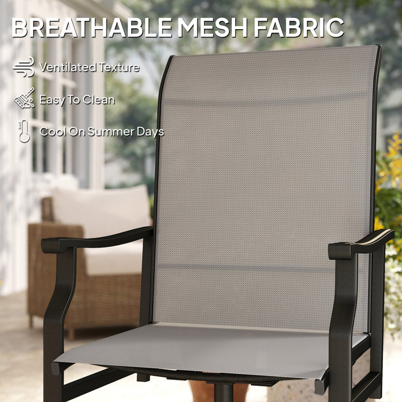 Outsunny - Patio Swivel Chair Set of 2, Swivel Rocker Outdoor Chairs with High Back, for Lawn Garden Backyard Deck, Light Grey