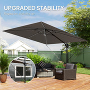 10 x 9.7 ft Offset Cantilever Patio Umbrella with Lights, Wind Rope, UPF50+ Outdoor Cantilever Parasol, Dark Grey