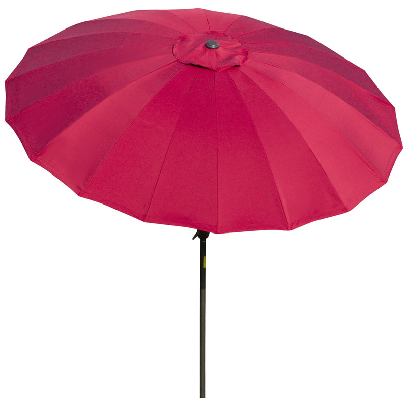 Outsunny - 8ft Shanghai Garden Parasol Umbrella with Crank & Tilt, Adjustable Outdoor Sun Shade, Wine Red — 84D-103WR