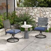 Outsunny - 2 Pieces Patio Swivel Chairs with Cushion, Outdoor Swivel Rocker with Curved Armrests, Backrest for Garden, Balcony, Porch, Navy Blue