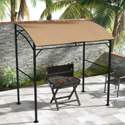Outsunny - 7' x 5' Garden Grill Canopy, BBQ Grill Gazebo Tent with Steel Frame and Hooks, Outdoor Sun Shade, Dark Brown