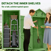 30" x 21" x 71" Garden Storage Shed, Outdoor Tool Utility Storage House with 3 Tier Shelves and Roof, Green
