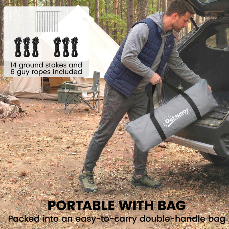 Outsunny - 3-4 Person Camping Tent with 2 Rooms, 3000mm Waterproof Portable Family Tent with Carry Bag, Grey