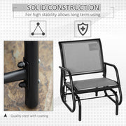Outsunny - Patio Glider with Breathable Mesh Fabric Seat & Backrest, Metal Frame Outdoor Glider Swing Chair with Armrests, Grey