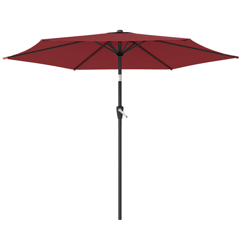 Outsunny - 9FT Patio Umbrella, Outdoor Table Patio Umbrellith Tilt, Crank, 6 Ribs, UV Protection for Garden, Lawn, Deck, Backyard