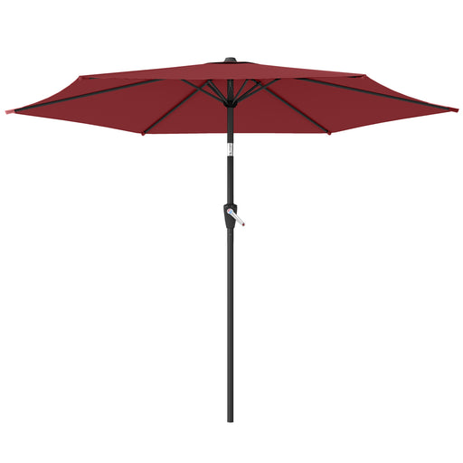 Outsunny - 9FT Patio Umbrella, Outdoor Table Patio Umbrellith Tilt, Crank, 6 Ribs, UV Protection for Garden, Lawn, Deck, Backyard
