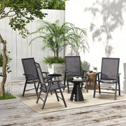 Outsunny - 4-Piece Folding Chair Set for Relaxing on Patio Balcony Garden, Comfortable Outdoor Furniture with Armrests, Dark Grey