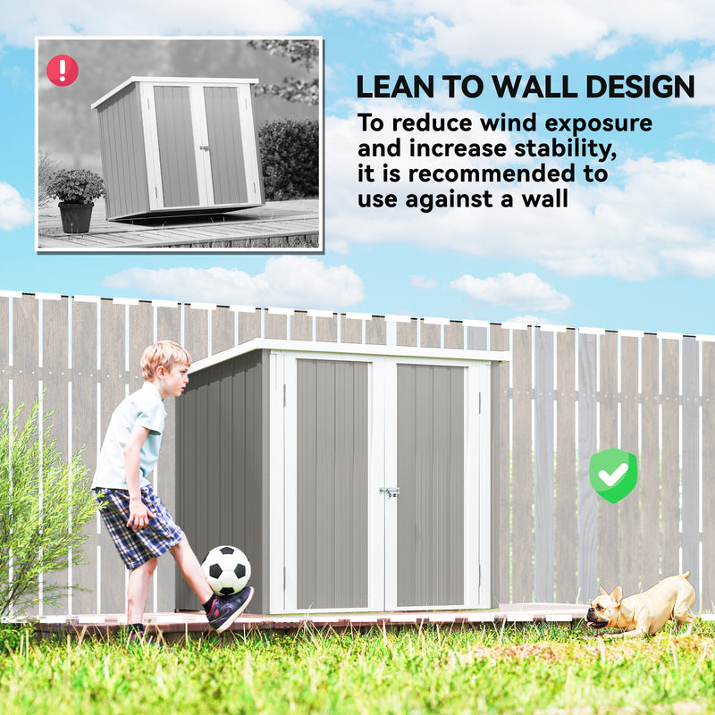 5' x 3' Metal Garden Storage Shed, Tool House with Double Doors for Backyard, Patio, Lawn