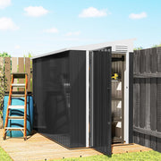 4' x 8' Outdoor Storage Shed Lean to Shed Outdoor Metal Tool Shed with Lockable Door and Air Vents, Dark Grey