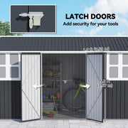 12' x 5.5' Metal Garden Storage Shed, Outdoor Tool Storage House with Lockable Door, Vents, Sloped Roof, Dark Grey