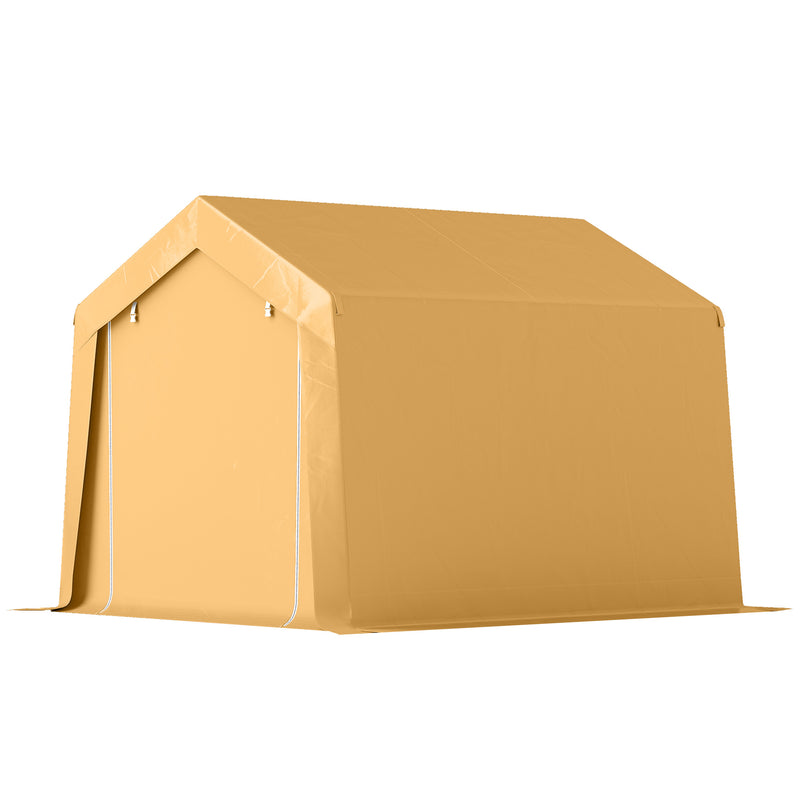 10' x 10' Outdoor Storage Shed Portable Garage with Roll-up Door for Motorcycle, Bike, Garden Tools, Beige
