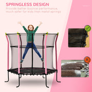 Soozier 63" Kids Trampoline Mini Indoor Bouncer Jumper with Enclosure Net Elastic Thick Padded Pole Gift for 3-6 Years, Pink
