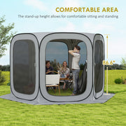 Outsunny - 11 x 11ft Pop Up Screen Tent, UPF50+ Portable Camping Gazebo Screen House with Carry Bag, Light Grey