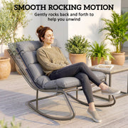 Outsunny - Outdoor Rocking Chair, Oversized Rocking Patio Chair with 25" Extra Wide Mesh Seat and Cushion, Dark Grey