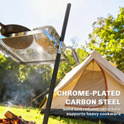 Outsunny - Swivel Campfire Grill, 360° Adjustable Heavy Duty Chrome-Plated Steel Campfire Cooking Grate, Silver