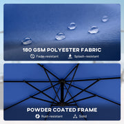 10FT Cantilever Patio Umbrella with 8 Ribs, Offset Patio Umbrella with Cover and Wind Ropes for Garden, Yard, Navy Blue