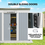 7' x 3.6' Outdoor Storage Shed, Metal Garden Shed with Lockable Sliding Doors and Vents, Grey