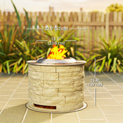 Outsunny - Smokeless Fire Pit, Portable Camping Bonfire Stove with Mat for Backyard Patio Picnic, Magnesium Oxide, Yellow