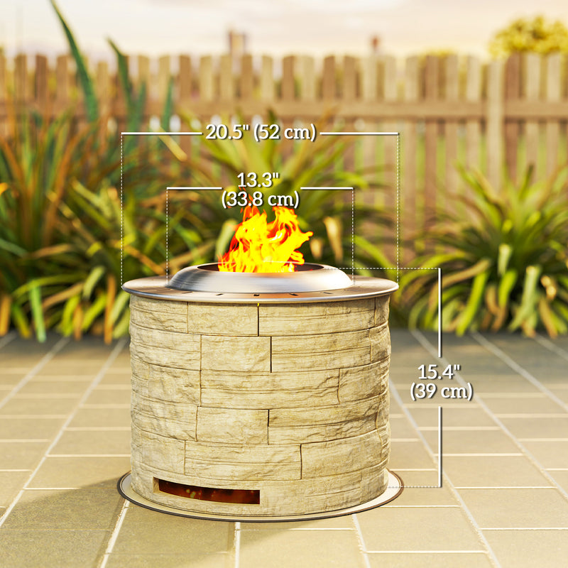 Outsunny - Smokeless Fire Pit, Portable Camping Bonfire Stove with Mat for Backyard Patio Picnic, Magnesium Oxide, Yellow