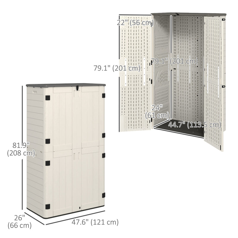 368 Gallon Outdoor Storage Cabinet with Openable Top and Lockable Doors for Lawnmower, Trash Can, Patio Accessories