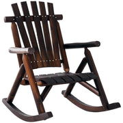 Outsunny - Outdoor Rocking Chair, Wooden Adirondack Outdoor Rocker with High Back, Slatted Seat, Oversized Rustic Patio Rocking Chair for Garden, Porch, Yard, Balcon, Dark Carbonized