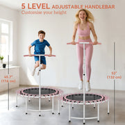 Soozier 40" Rebounder Trampoline ,Mini Trampoline Indoor with Adjustable Handle, Quiet and Safe Bungee Rebounder, Pink