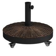 Outsunny - 20.5" Round Parasol Base Resin Patio Umbrella Base Garden Parasol Holder Outdoor Offset Weight Stand with Wheels Bronze