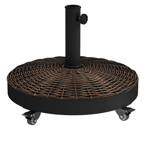 Outsunny - 20.5" Round Parasol Base Resin Patio Umbrella Base Garden Parasol Holder Outdoor Offset Weight Stand with Wheels Bronze