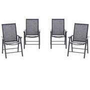 Outsunny - 4-Piece Folding Chair Set for Relaxing on Patio Balcony Garden, Comfortable Outdoor Furniture with Armrests, Dark Grey